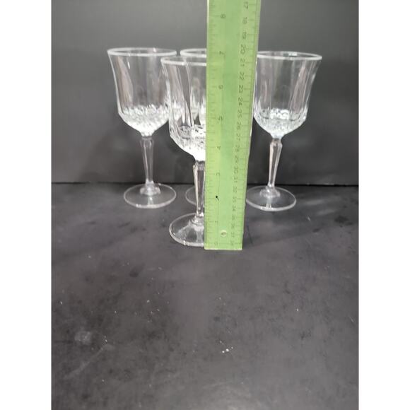 Cristal d'Arques Wine Glasses, 6.75" Longchamp , Vintage Glass Set of 4, Crystal - Picture 8 of 9